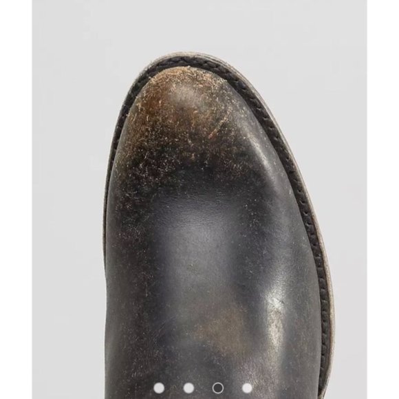 RARE Frye Diana Vintage Distressed Black Leather Stud Pull-On Cowgirl Ankle Boot - Picture 5 of 16